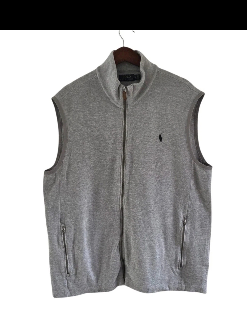 Polo Ralph Lauren Cotton Pony Embroidered Full Zip Textured Sweater Vest Mens XL
